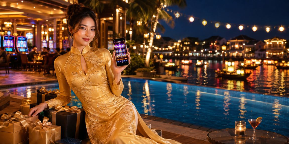 Người chơi đăng nhập ứng dụng casino trên điện thoại tại Hội An